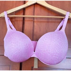 Skims Ultimate Push Up Plunge Bra Bubblegum Leopard Print Pink Size 36DD NEW